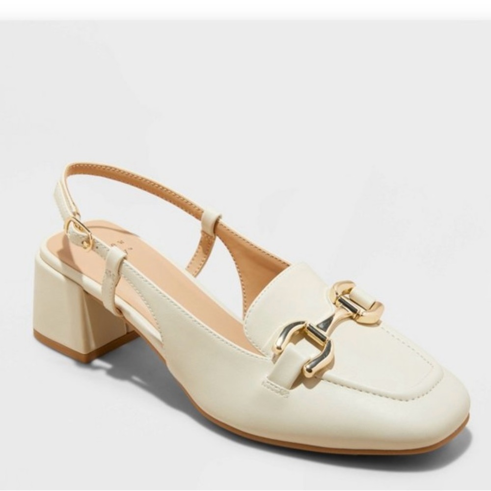 White slingback heels
